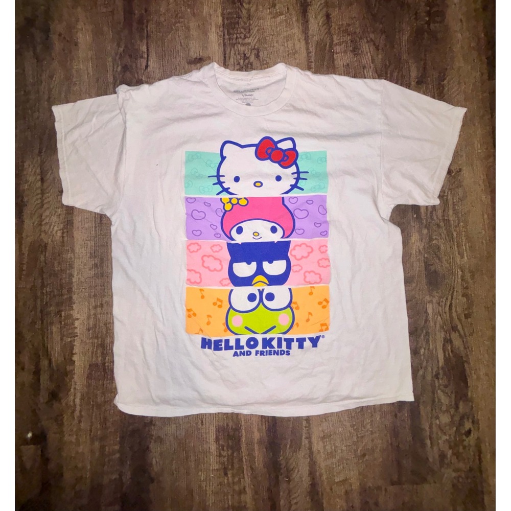 Sanrio Hello Kitty and Friends Graphic T-Shirt White XL My Melody Keroppi Tee